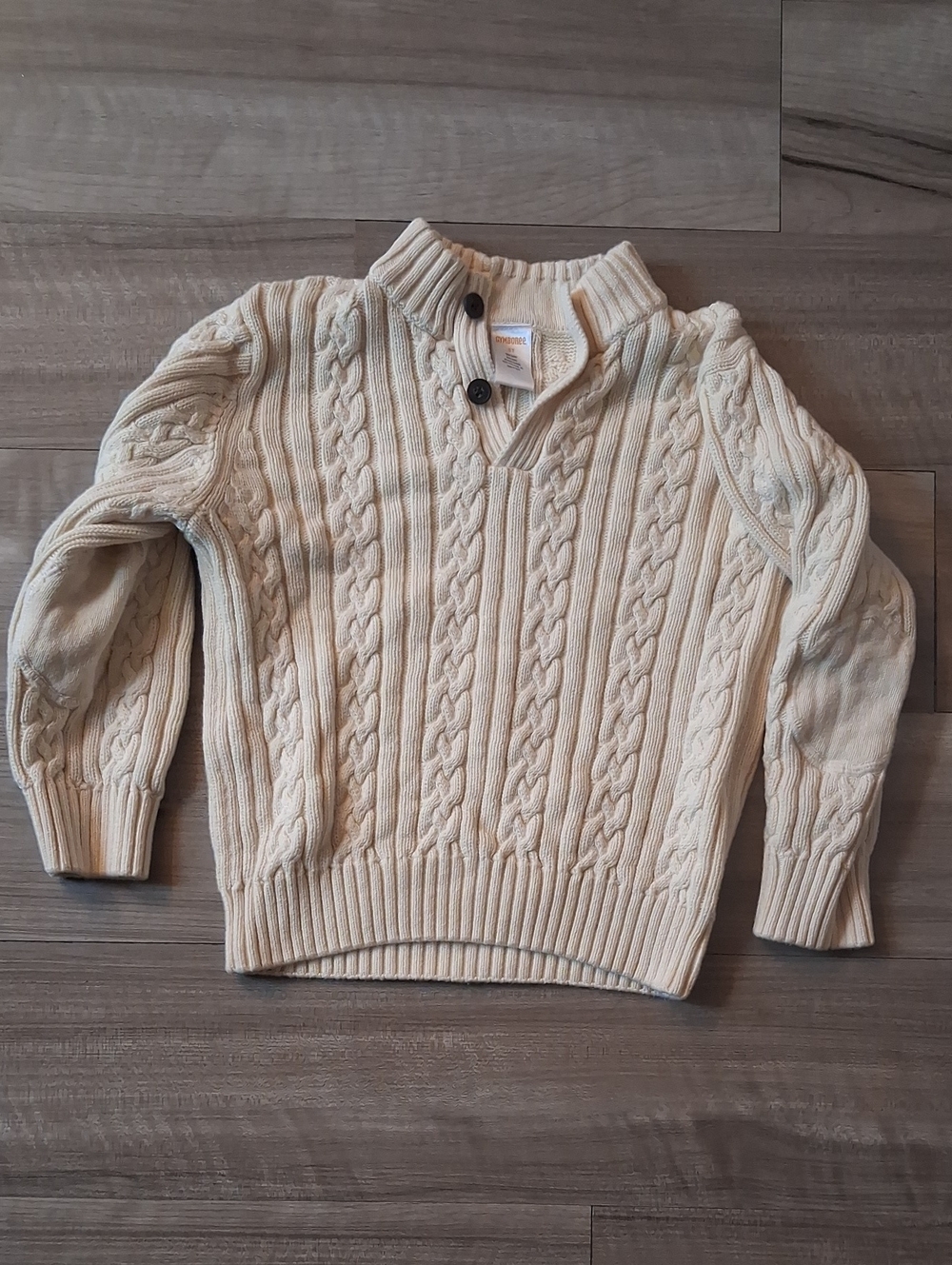 Gymboree Cream Cable-Knit Mock Neck Sweater with Buttons Size 5T Boys (M)
